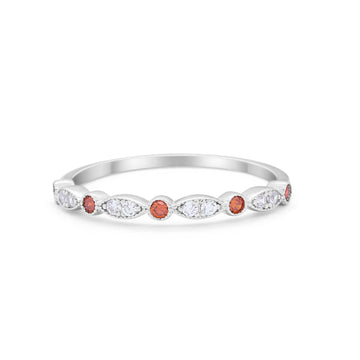 Art Deco Wedding Eternity Ring Simulated Garnet CZ 925 Sterling Silver